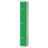 Elite Three Door Coin Return Locker with Sloping Top Green