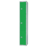 Elite Three Door Coin Return Locker with Sloping Top Green