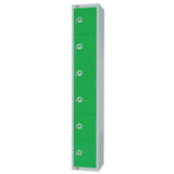 Elite Six Door Electronic Combination Locker with Sloping Top Green
