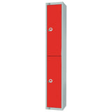 Elite Double Door Electronic Combination Locker with Sloping Top Red