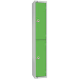 Elite Double Door Camlock Locker with Sloping Top Green