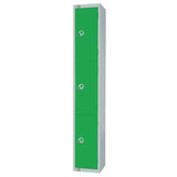 Elite Three Door Electronic Combination Locker with Sloping Top Green