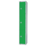 Elite Three Door Coin Return Locker Green