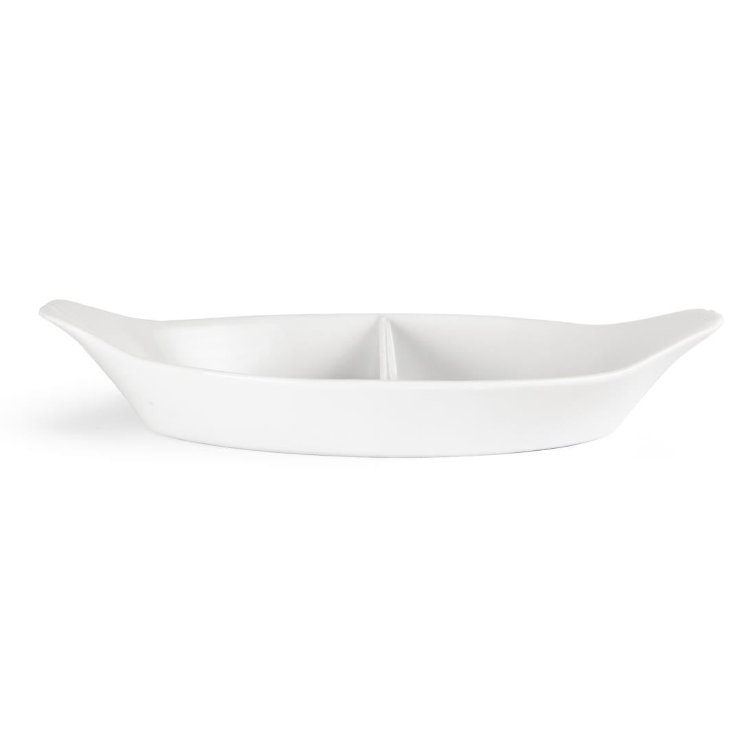 Olympia Whiteware Divided Oval Eared Dishes 295x155mm (6 pack)