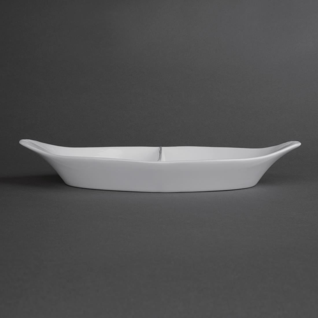 Olympia Whiteware Divided Oval Eared Dishes 295x155mm (6 pack)