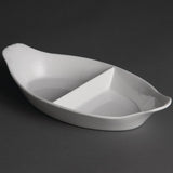 Olympia Whiteware Divided Oval Eared Dishes 295x155mm (6 pack)