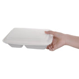 Fiesta Compostable Bagasse Hinged 2-Compartment Food Containers 253mm (Pack of 200)