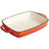 Vogue Orange Rectangular Cast Iron Dish 2.8Ltr