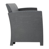 Bolero PP Armchair and Table Wicker Set Grey