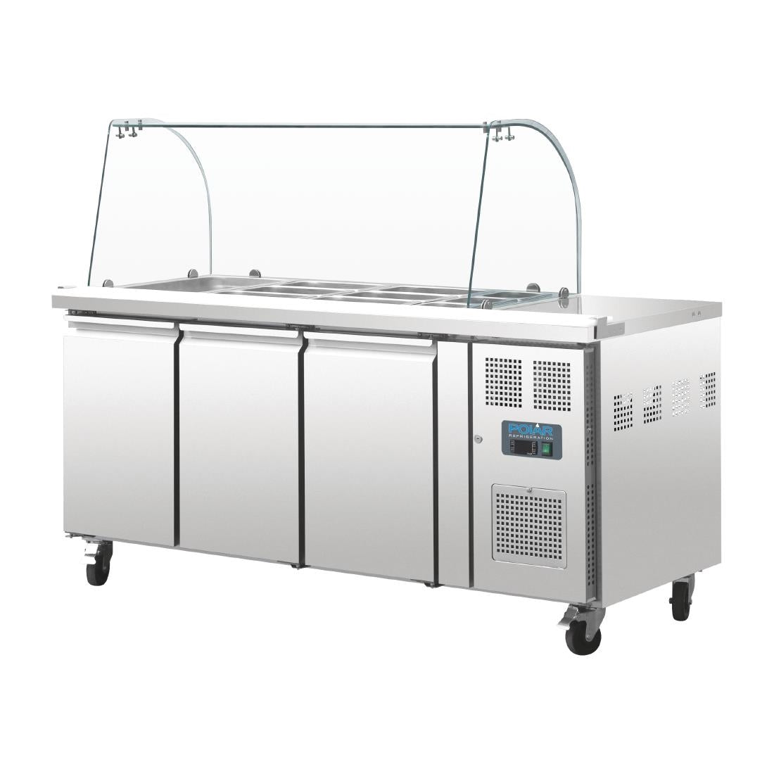 Polar U-Series Triple Door Refrigerated Gastronorm Saladette Counter