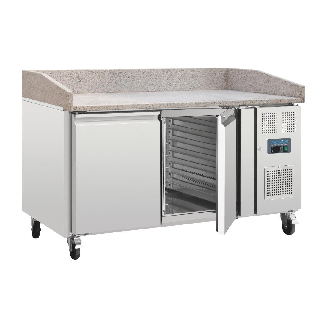 Polar U-Series Double Door Pizza Counter with Granite Top