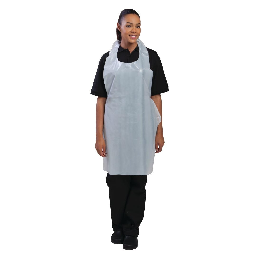 Disposable Polythene Bib Aprons White (Pack of 100)