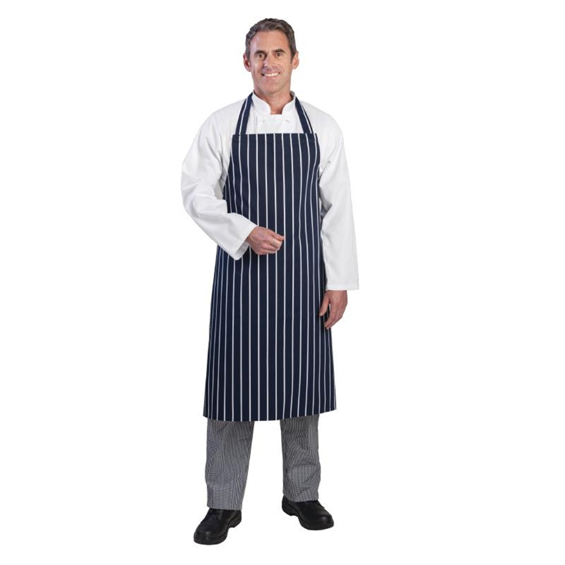 Whites Butchers Apron Stripe Blue