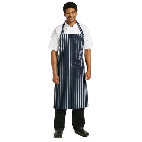 Whites Unisex Butchers Apron   Navy Stripe Extra Large