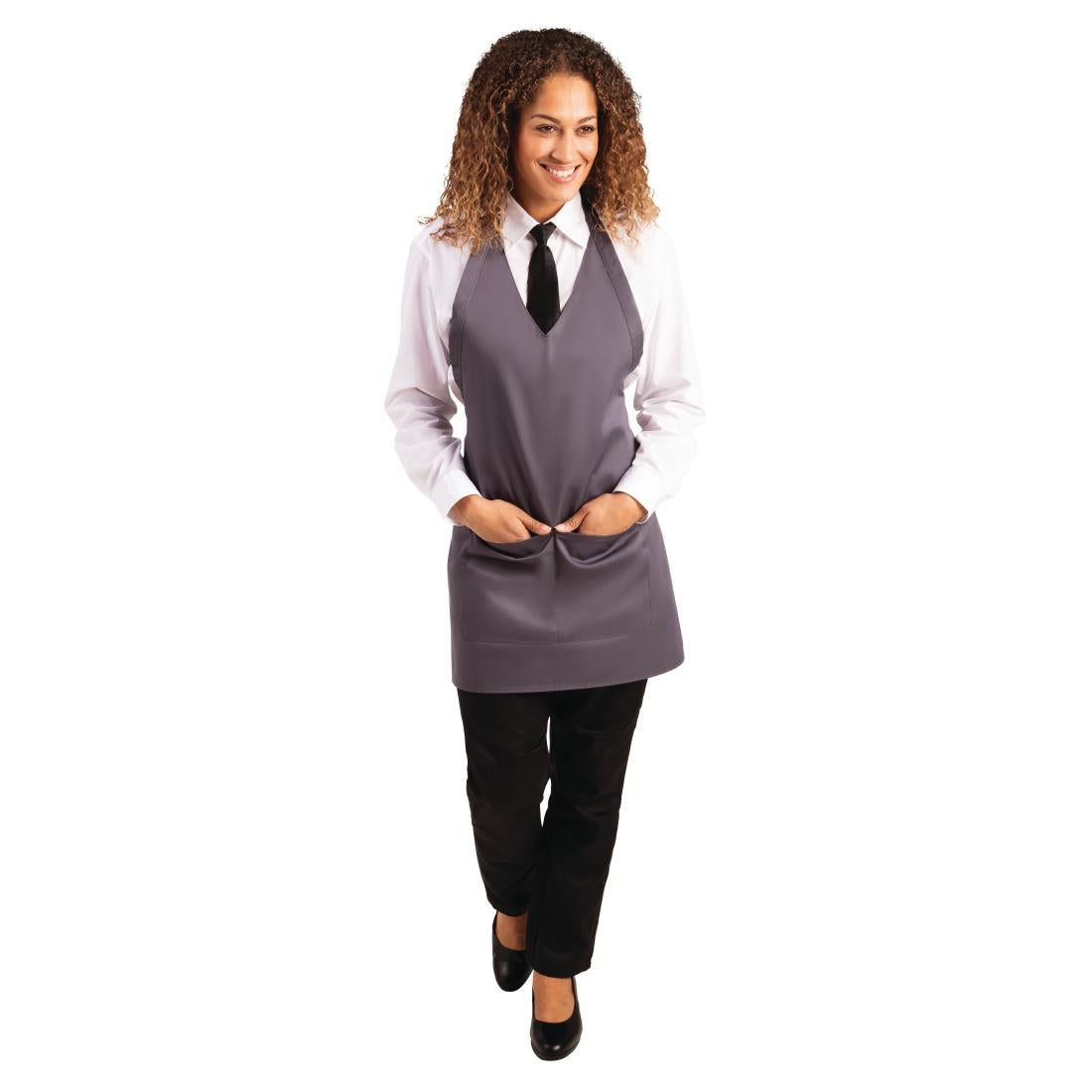 Whites V Neck Service Apron Charcoal