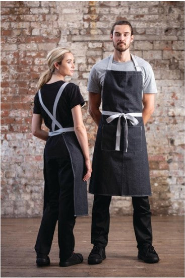 Southside X-Cross Back Bib Apron Denim Black