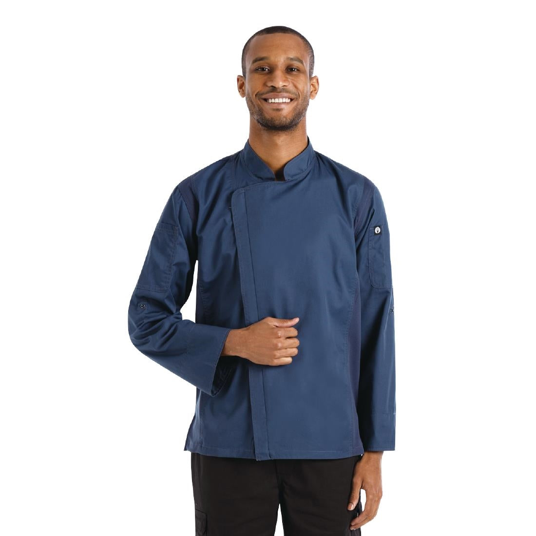 Chef Works Hartford Lightweight Zipper Unisex Chef Jacket Blue M