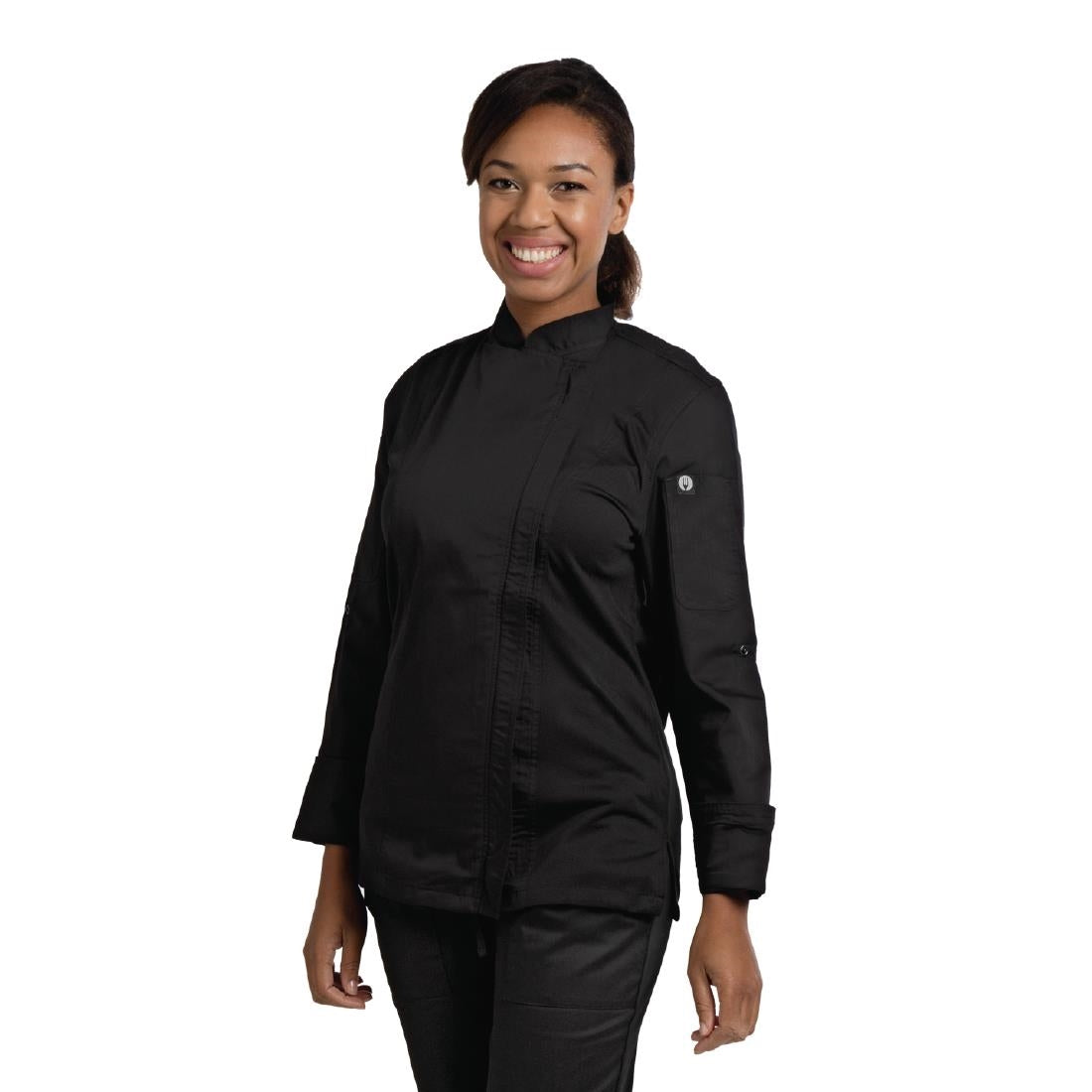 Chef Works Hartford Lightweight Zip Womens Chef Jacket Black XXL