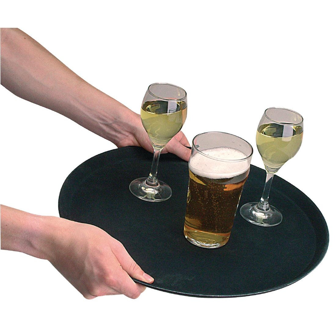 Olympia Kristallon Polypropylene Round Non-Slip Tray Black 280mm