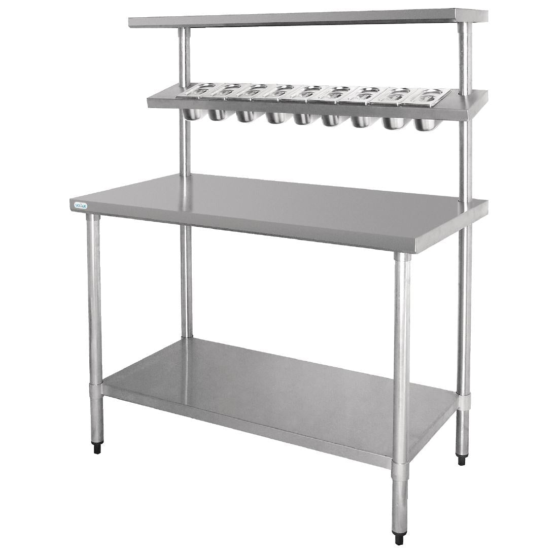 Vogue Stainless Steel Prep Station with Gantry 1500x600