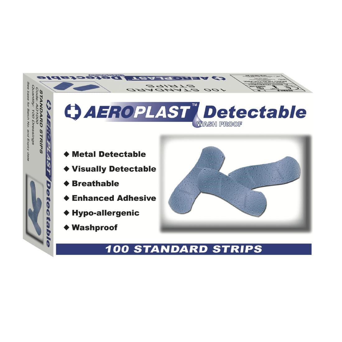 Aeroplast Detectable Blue Plasters Extra Wide 25x75mm (100 pack)