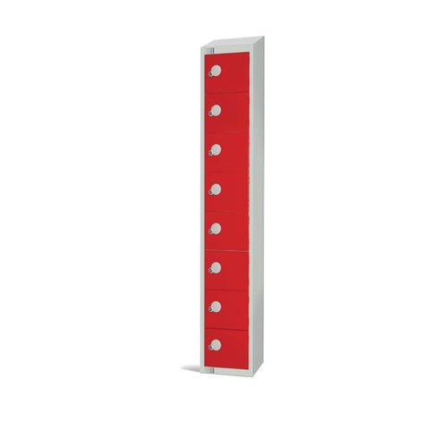 Elite Eight Door Manual Combination Locker Locker Red with Sloping Top