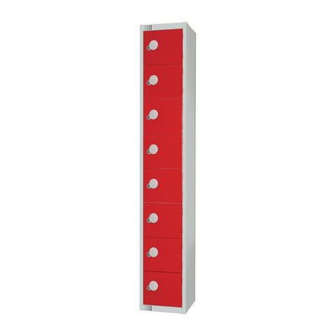 Elite Eight Door Manual Combination Locker Locker Red with Sloping Top