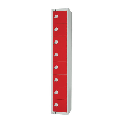 Elite Eight Door Camlock Locker with Sloping Top Red