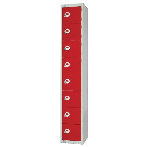 Elite Eight Door Electronic Combination Locker with Sloping Top Red