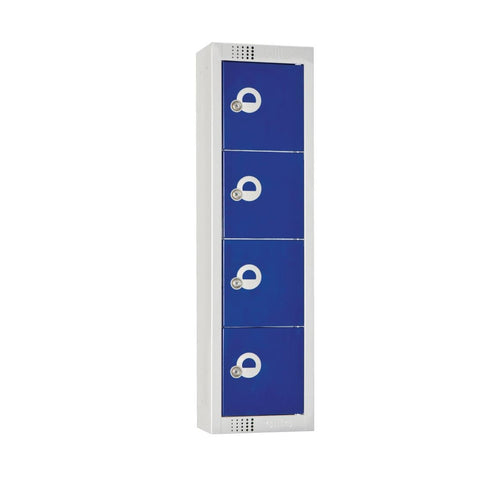 Elite Personal Effects Locker 4 Door Blue Camlock