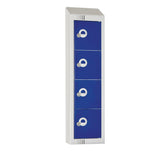 Elite Personal Effects Locker 4 Door Blue Camlock Sloping Top