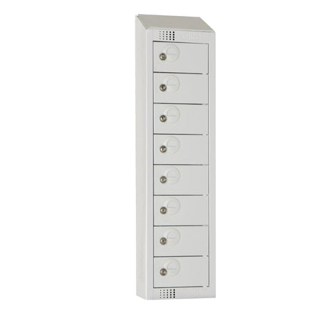 Elite Personal Effects Locker 8 Door Grey Camlock Sloping Top