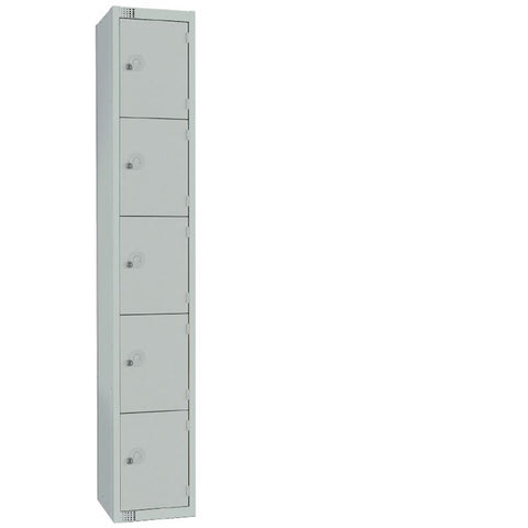 Elite Five Door Coin Return Locker with Sloping Top Grey