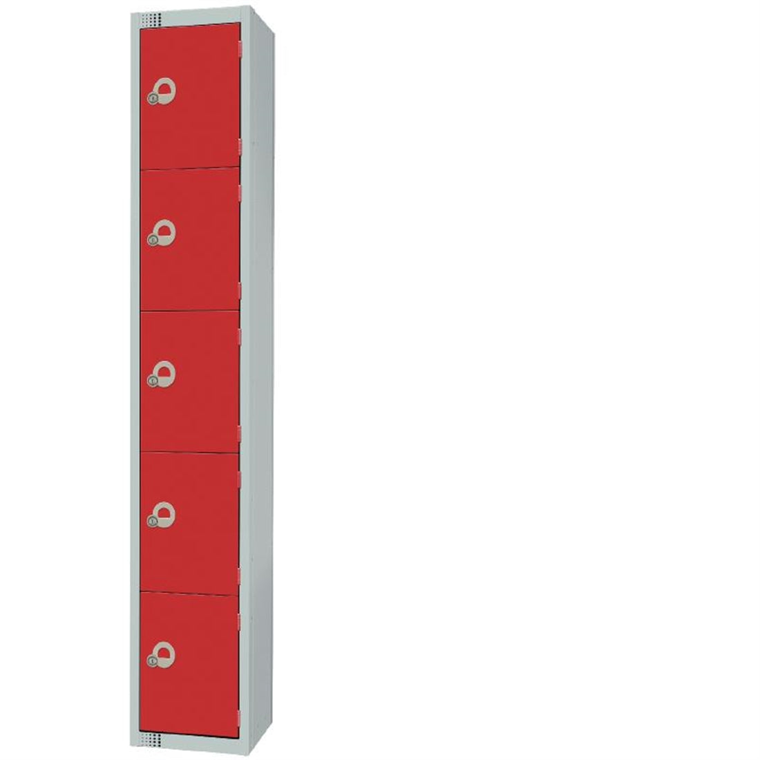 Elite Five Door Coin Return Locker with Sloping Top Red