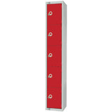 Elite Five Door Coin Return Locker Red