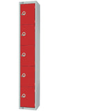 Elite Five Door Electronic Combination Locker with Sloping Top Red