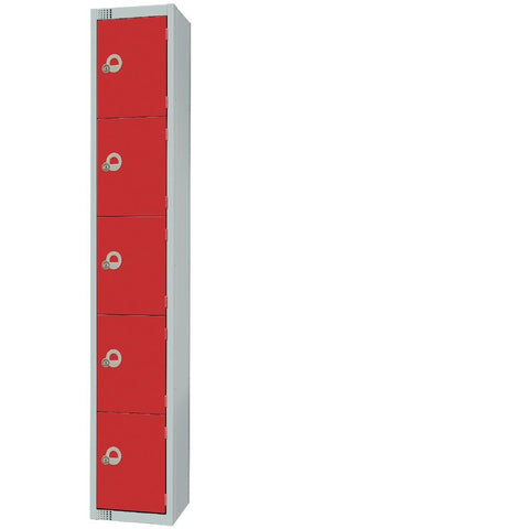 Elite Five Door Electronic Combination Locker Red