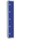 Elite Five Door Coin Return Locker with Sloping Top Blue