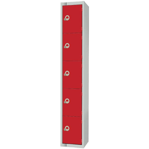 Elite Five Door Coin Return Locker Red