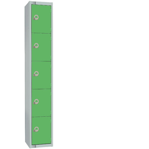 Elite Five Door Electronic Combination Locker with Sloping Top Green