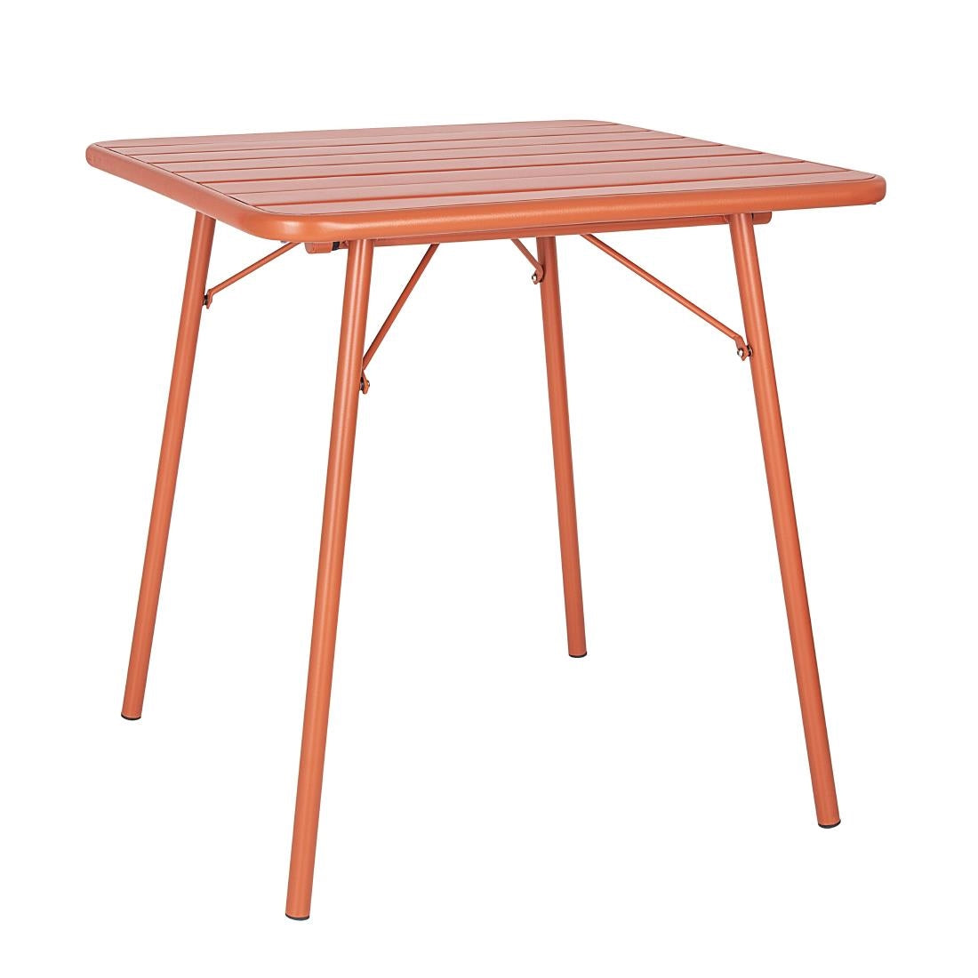 Bolero Amalfi Slatted Steel Square Folding Table Terracotta 700mm