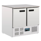 Polar Double Door Refrigerated Counter with Marble Work Top 240Ltr