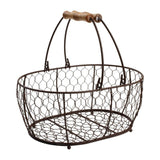 T&G Provence Wire Oval Basket w/ Handles Brown