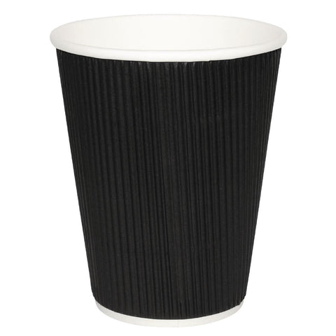 Fiesta Ripple Wall Takeaway Coffee Cups Black 225ml / 8oz x 25