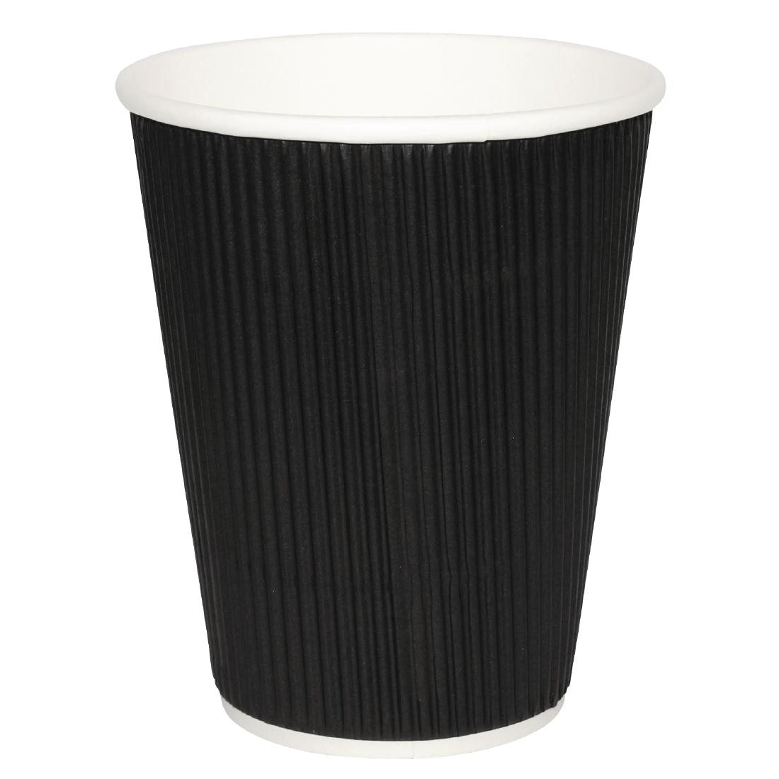 Fiesta Recyclable Coffee Cups Ripple Wall Black 340ml / 12oz (Pack of 25)