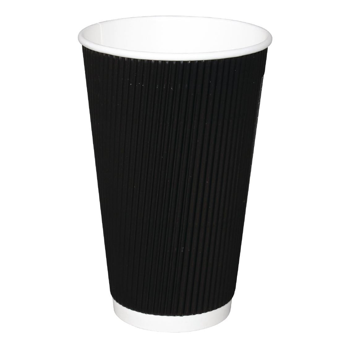 Fiesta Recyclable Ripple Wall Takeaway Coffee Cups Black 455ml / 16oz (Pack of 25)