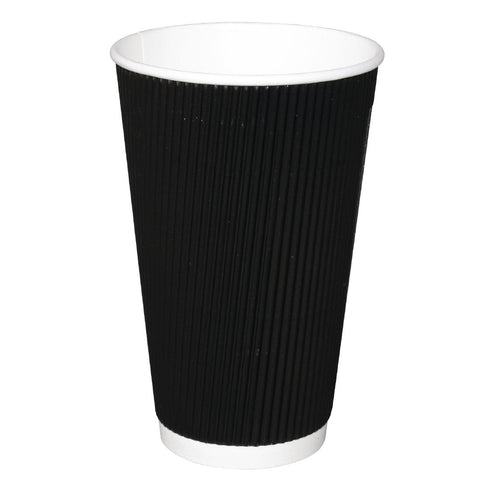 Fiesta Ripple Wall Takeaway Coffee Cups Black 455ml / 16oz x 25