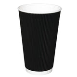 Fiesta Ripple Wall Takeaway Coffee Cups Black 455ml - 16oz (Pack of 500)