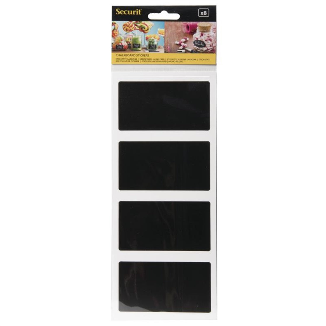 Securit  Adhesive Chalkboard Labels Rectangle (Pack of 8)