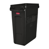 Rubbermaid Slim Jim Container with Venting Channels Black 60Ltr